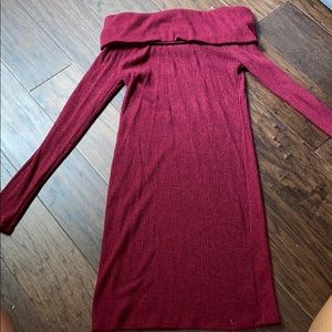 Burgundy Off-Shoulder dress